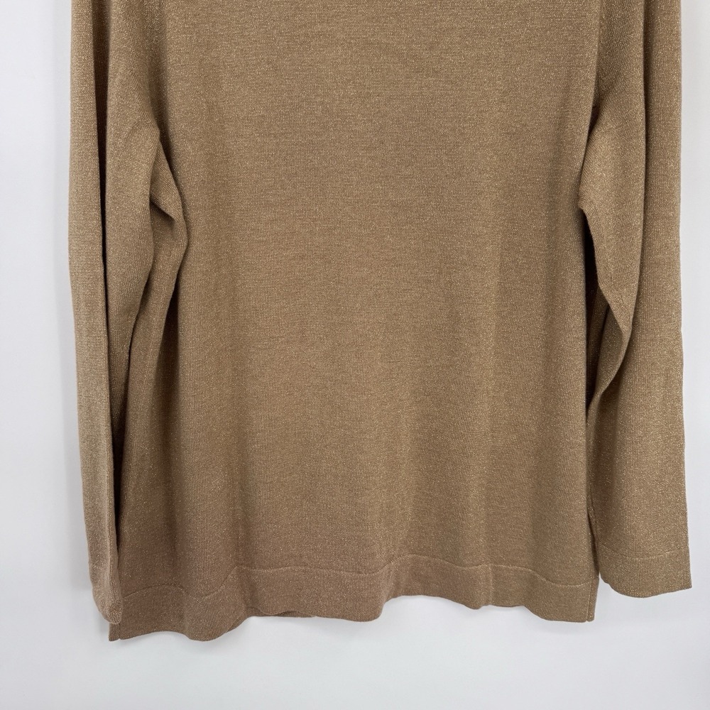 Lands' End Cardigan Sweater Womens 1X 16W-18W Gold Metallic Wool Blend Festive - Picture 10 of 16